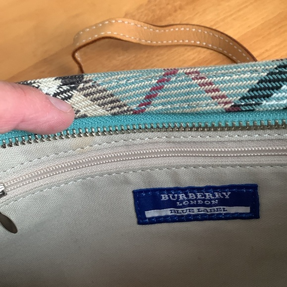 Burberry London Blue Label Blue Nova Check Canvas Leather Crossbody Bag VGUC - Picture 9 of 16